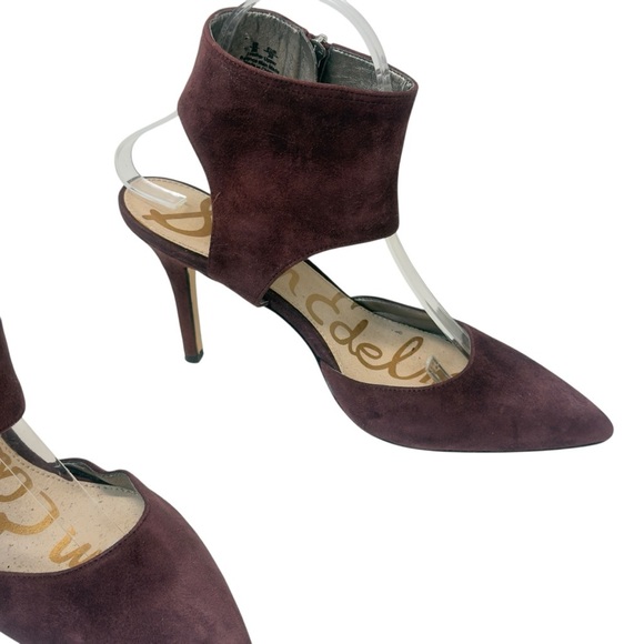 Sam Edelman Maroon Zaida Pointed-Toe Heels with Ankle Strap - Picture 2 of 10